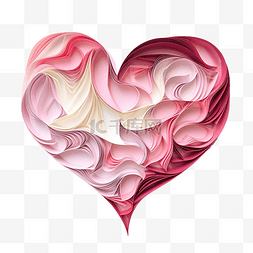 白色丝带心形图片_分层的粉色和白色心形图