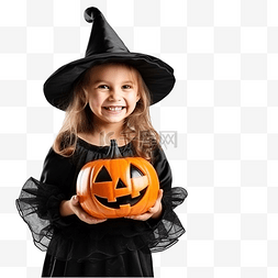 古法黑糖手工制作图片_万圣节穿着女巫服装的滑稽小女孩