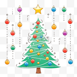 手写线条图片_手写练习追踪圣诞树和圣诞球的线