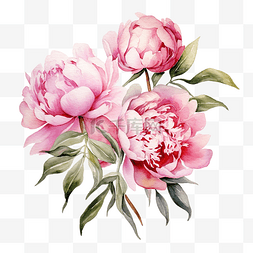 情人节玫瑰花瓣图片_水彩粉色牡丹花花束布置