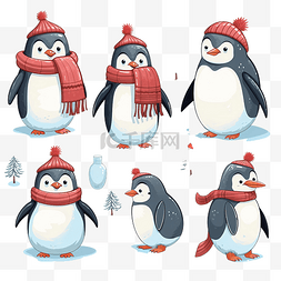 圣诞晚会上可爱的企鹅活动剪贴画