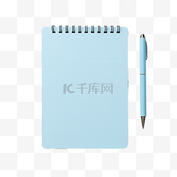 文件夹本图片_淺藍色記事本和用於寫日常任務重