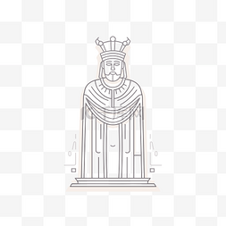 框架中戴着皇冠的国王的线条图标