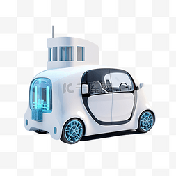 3d 插图电动汽车在智能家居套装