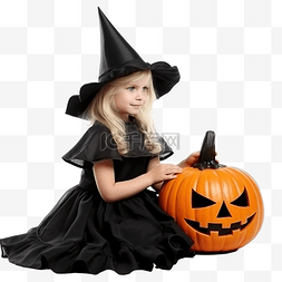一件黑礼服和一顶巫婆帽子的美丽