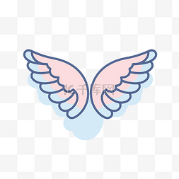 粉色像素背景图片_轮廓风格的粉色和蓝色天使翅膀图