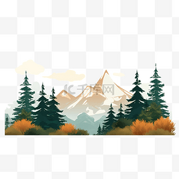 蓝色日出背景图片_有山和树的背景