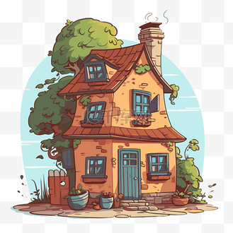 小森屋图片素材_房子剪贴画卡通插图中的小小屋 向量