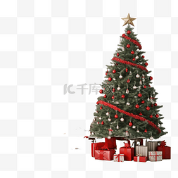 客厅里的圣诞树下面有礼物