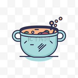汤碗热气图片_平面矢量图标，带有装满豆子和洋