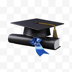 毕业返校图片_3D 毕业帽，带有文凭元素，用于返