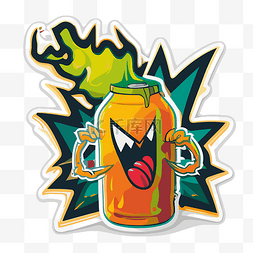 能量饮料图片_橙汁怪物贴纸 向量