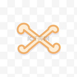 矢量狗PNG图片_橙色平面图标中的交叉骨 向量
