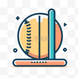 白色线条球图片_棒球棒和球 向量