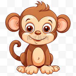 儿童可爱猴子卡通人物的剪贴画插