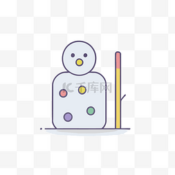 雪人与彩色圆点图标 向量