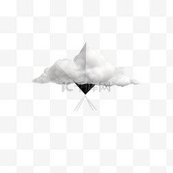 地天空图片_在单色云上飞行的纸飞机