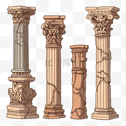 柱剪贴画集四个可用于卡通的装饰