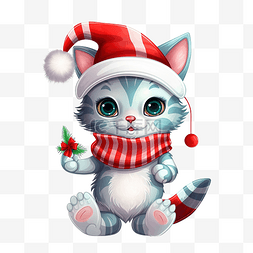 宠物帽子图片_卡通可爱的圣诞猫和袜子帽子和手