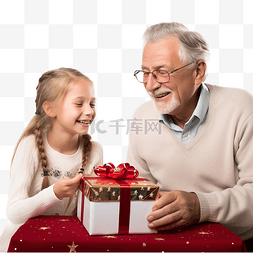 送给爸爸的图片_圣诞家庭晚宴上，祖父送给孙女的