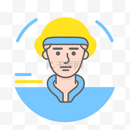 头戴安全帽图片_头上戴着安全帽的工人的扁平图标