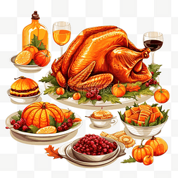 食品节日海报图片_感恩节设计与节日符号火鸡