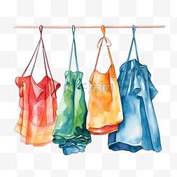 水彩画衣架和袋子