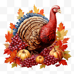 感恩节快乐，火鸡食物和树叶