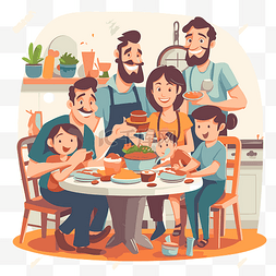 与家人共度时光剪贴画家庭聚餐 ep