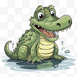 鳄鱼剪贴画卡通 卡通鳄鱼在水面