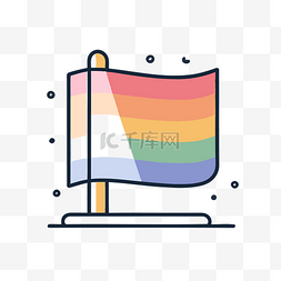 彩虹旗图标线图 向量