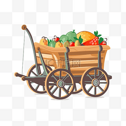 手推车剪贴画一辆旧木马车与水果