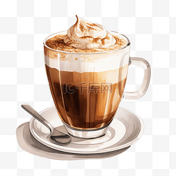 牛奶泡沫图片_卡布奇诺插图浓缩咖啡咖啡饮料传