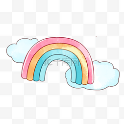 粉色卡通天空图片_可爱彩虹装饰云朵