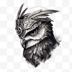 斯巴达logo图片_戴着斯巴达头盔纹身的猫头鹰