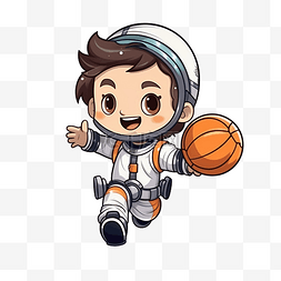 宇航员坐月亮图片_可爱的宇航员打篮球