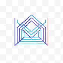 几何层次背景图片_带有弯曲几何形状信封的彩色徽标