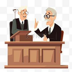 辩论卡通图片_证词剪贴画律师与老人辩论插图矢