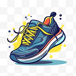 跑鞋剪贴画卡通跑步者与黄色设计