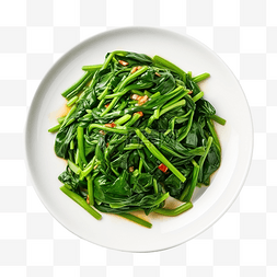 炒空心菜或分离的 pak boong fai daeng