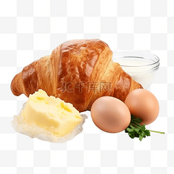 煎鸡蛋和牛角面包