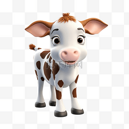 可爱的牛 3d 渲染