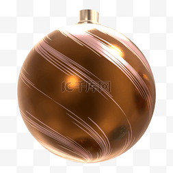 条纹装饰球图片_圣诞节装饰球3d金色