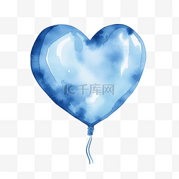 复古狂图片_蓝色水彩心形气球