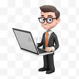 办公室女士图片_男人用笔记本电脑 3d 插图