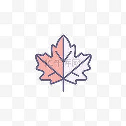 线性风格的橙色和粉色加拿大枫叶