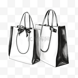 购物袋隔离元素的黑白图形绘制