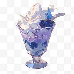 蓝莓水果插画图片_蓝莓冰淇淋插画