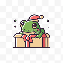 青蛙小图标图片_圣诞礼物中的小青蛙 向量