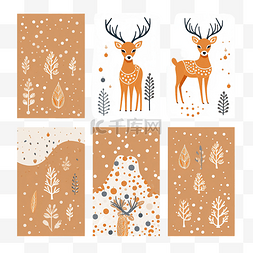 图片列图片_圣诞贺卡可爱画鹿与无缝图案集